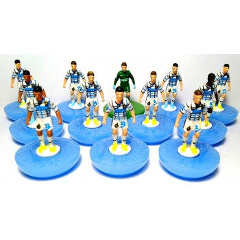Subbuteo Andrew Table Soccer  Inter Milan 2020-21 away kit on classic Hasbro bases